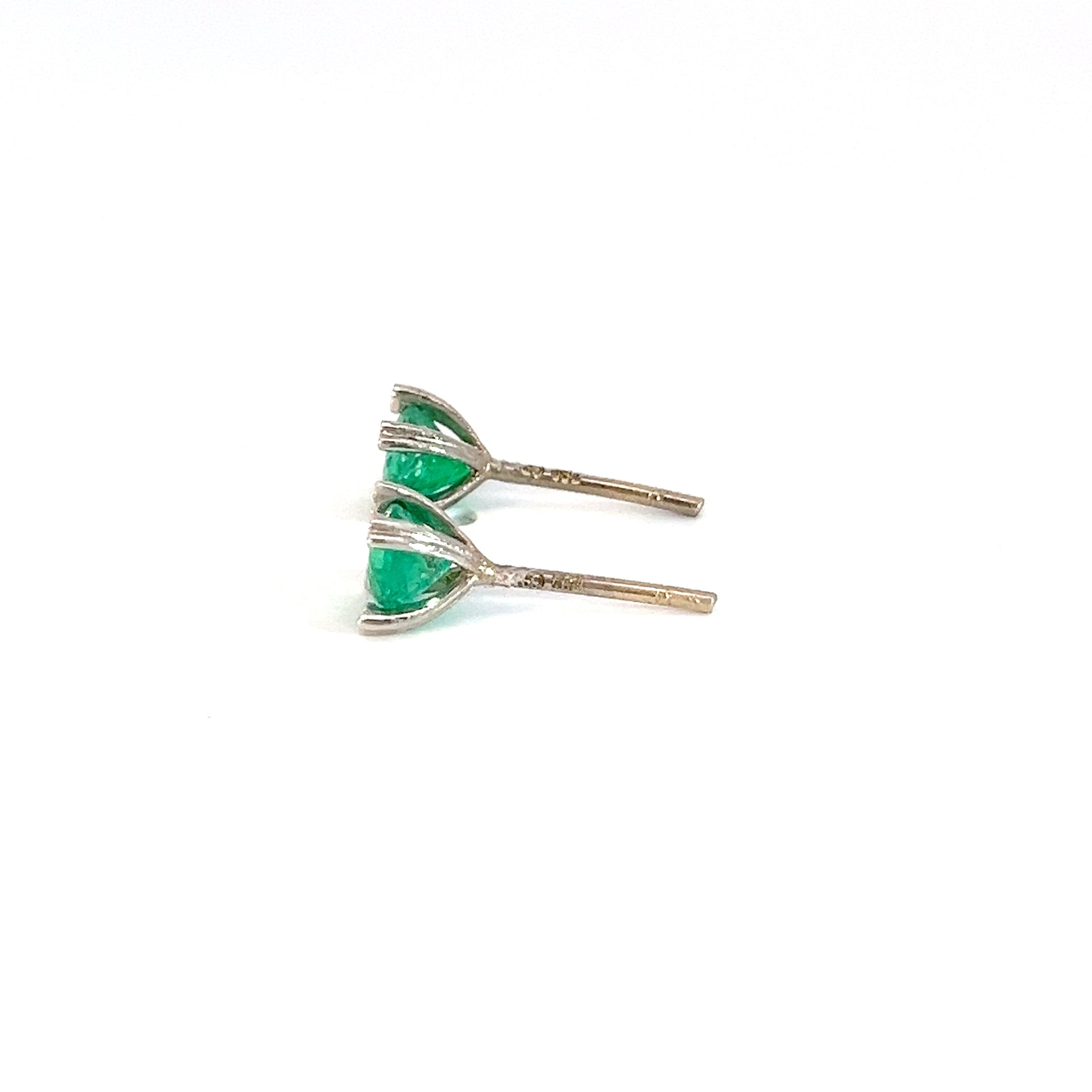 Aretes love 4,5 mm Esmeralda  - Oro blanco