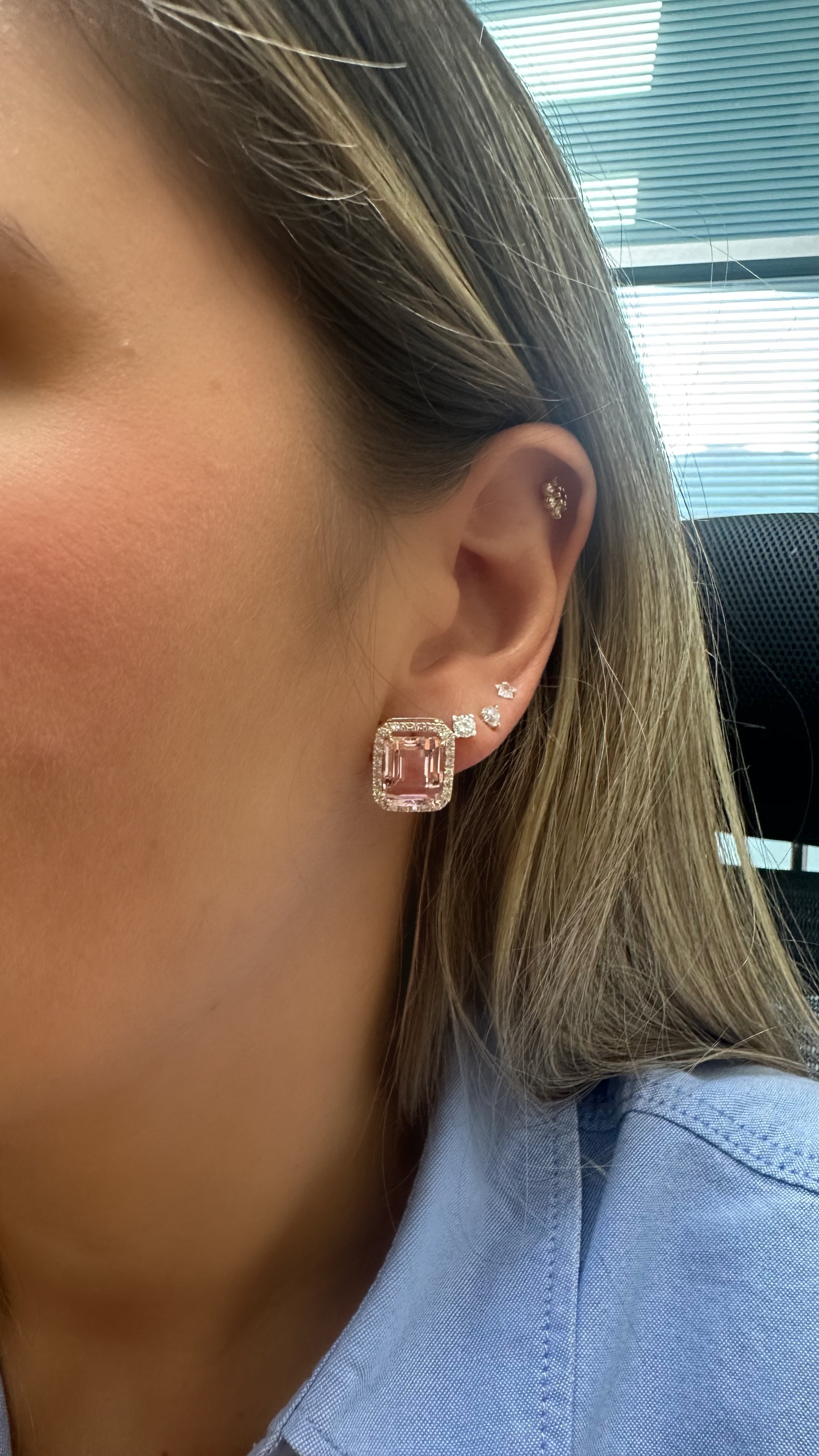 Aretes Morganita Halo en Diamantes