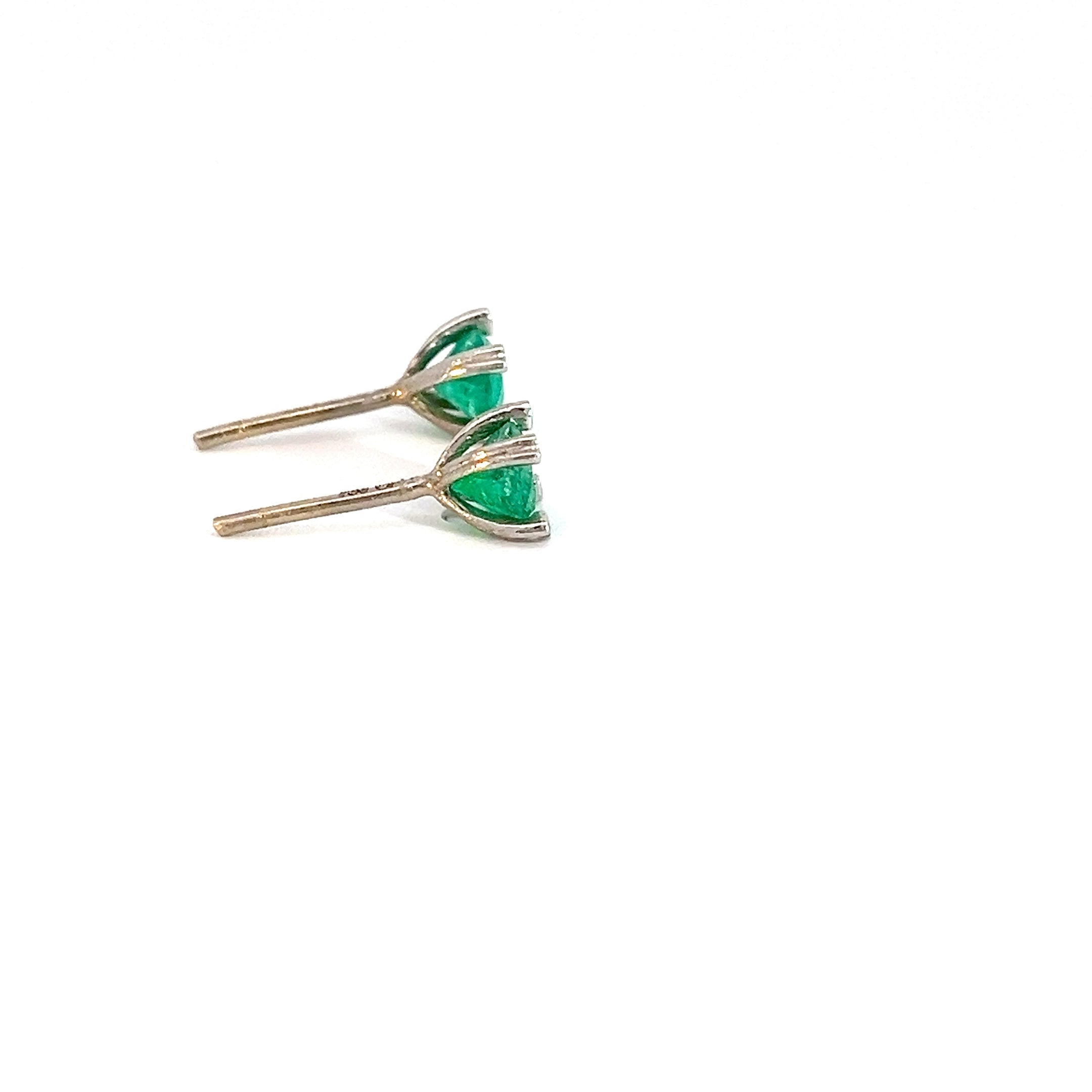 Aretes love 4,5 mm Esmeralda  - Oro blanco