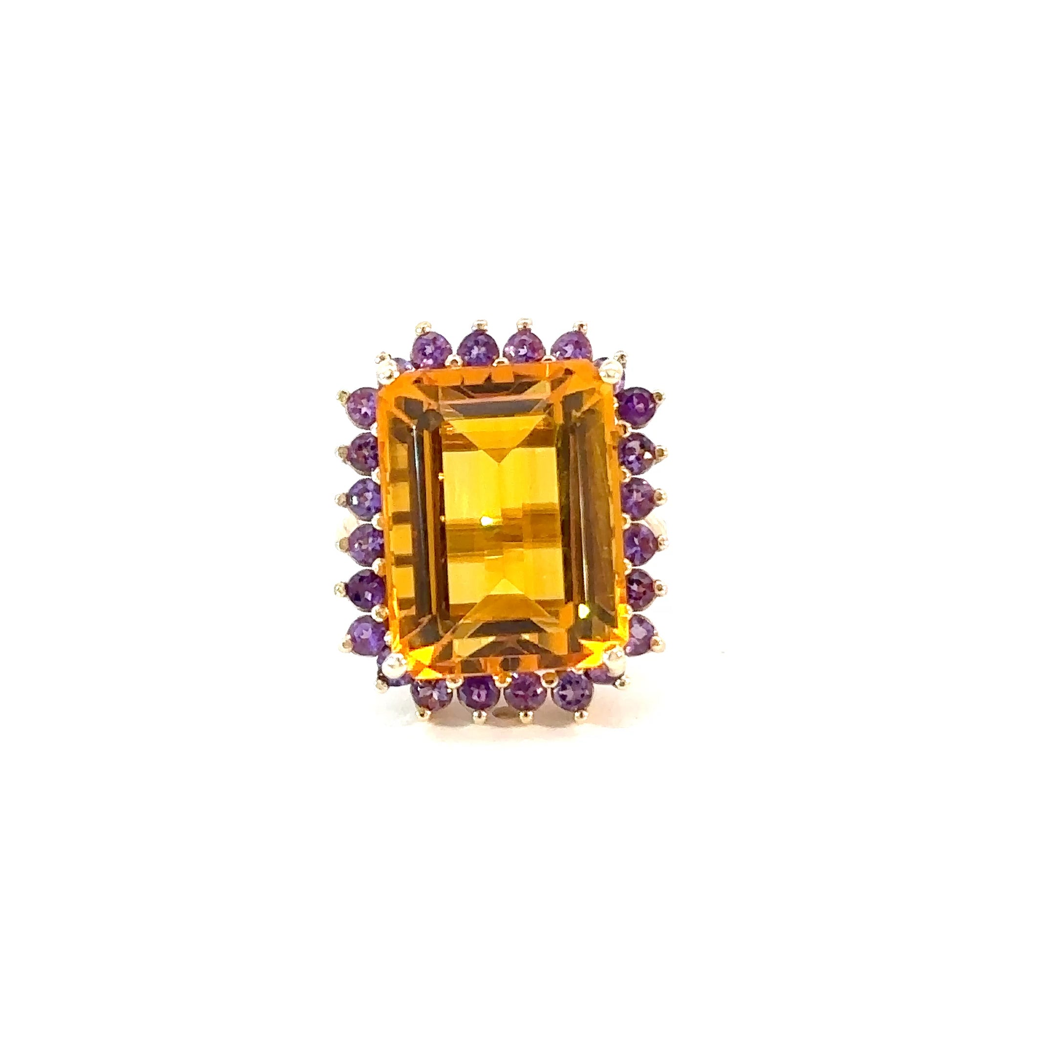 Anillo topacio imperial cluster amatistas