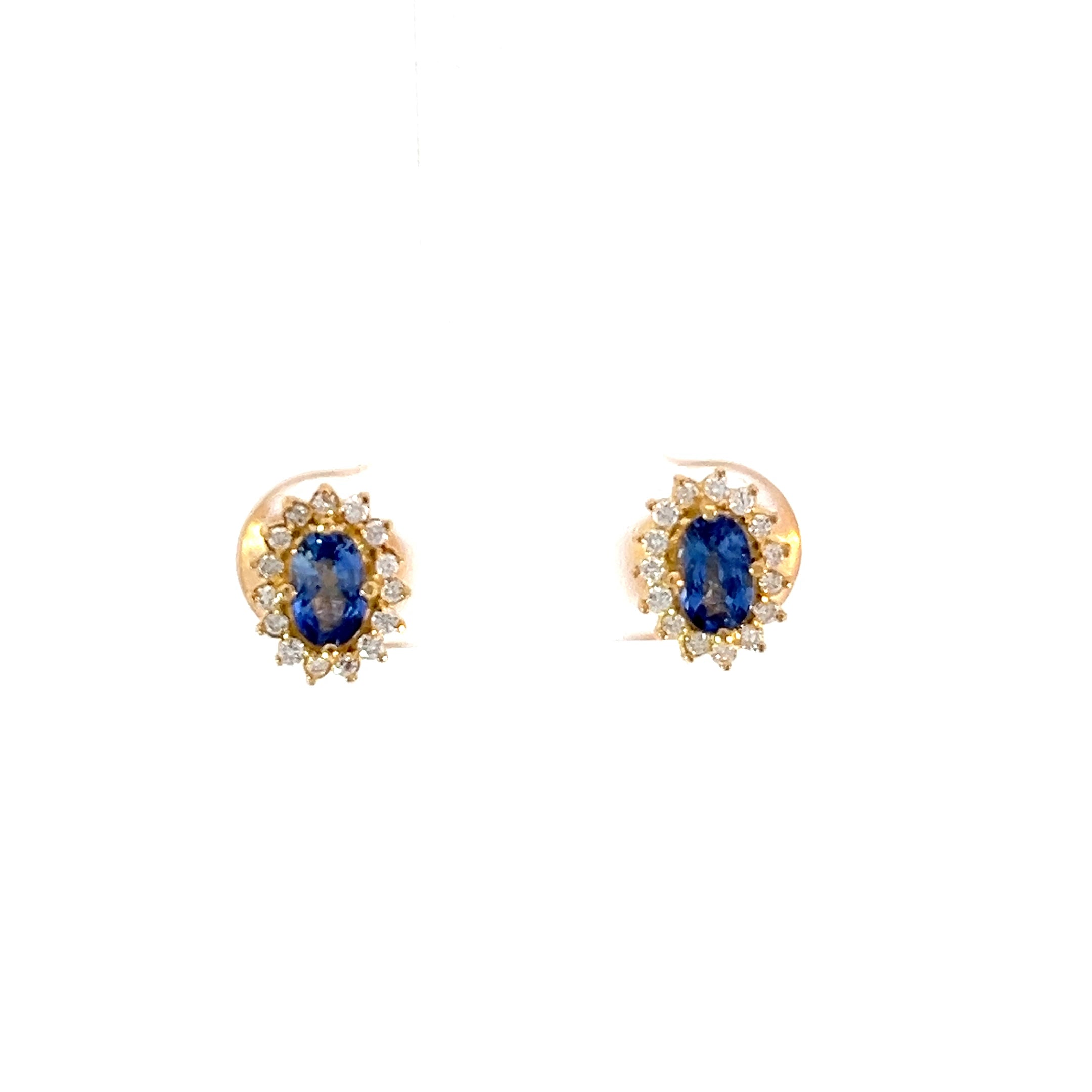 Aretes Antoniette Zafiros azules y diamantes medianas- Oro amarillo